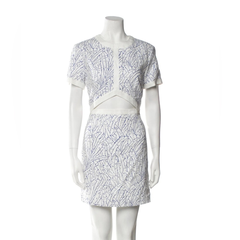 STAUD Ivory and Navy Linen Dress [Like New Size 8]